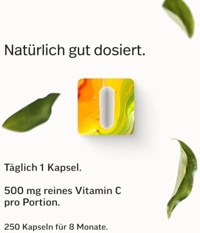 edubily® Vitamin C Kapseln 500 mg - Vitamin C Komplex aus gepuffertem Vit. C als Calciumascorbat und fettlöslichem Vit. C als Ascorbylpalminat (250 Kapseln)