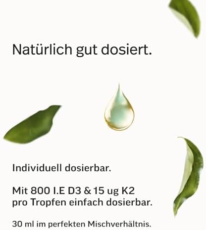 edubily® Vitamin D3 K2 - Vitamin D aus hochwertigem Cholecalciferol - Vitamin K2-MK7 in der All-trans-Form - Gelöst in MCT Öl auf Kokosnussbasis - Laborgeprüft (30 ml)