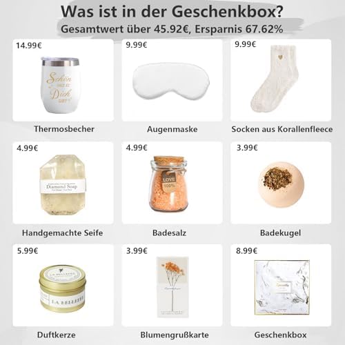 Geschenk für Frauen,Geburtstagsgeschenk für Frauen,Geschenkset Geburtstag Wellness Geschenke für Mama Freundin Frau Schwester,Weihnachten Valentinstag Muttertag 18 30 40 50 60 Geburtstag