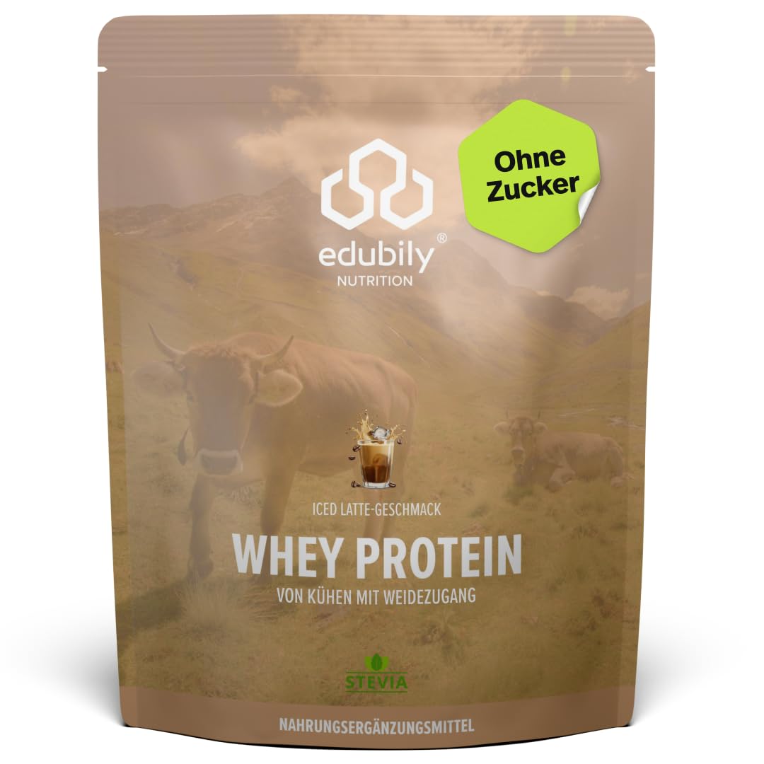 edubily® Whey Protein Konzentrat - Aus Milch von Kühen mit Weidezugang - Ohne Zucker & mit Stevia gesüßt - Optimale Löslichkeit - Made in Germany (750 g, Vanille)