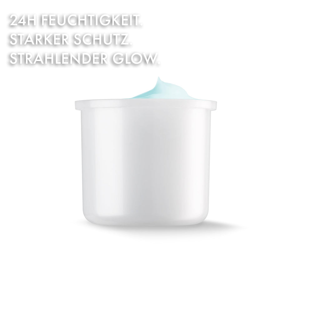 MALU WILZ HYDRO GLOW MOISTURE CREAM 50 ml – 24h Feuchtigkeitscreme mit Aquaporin, NMF, Jojobaöl & Panthenol – für normale bis trockene Haut – inkl. Refill