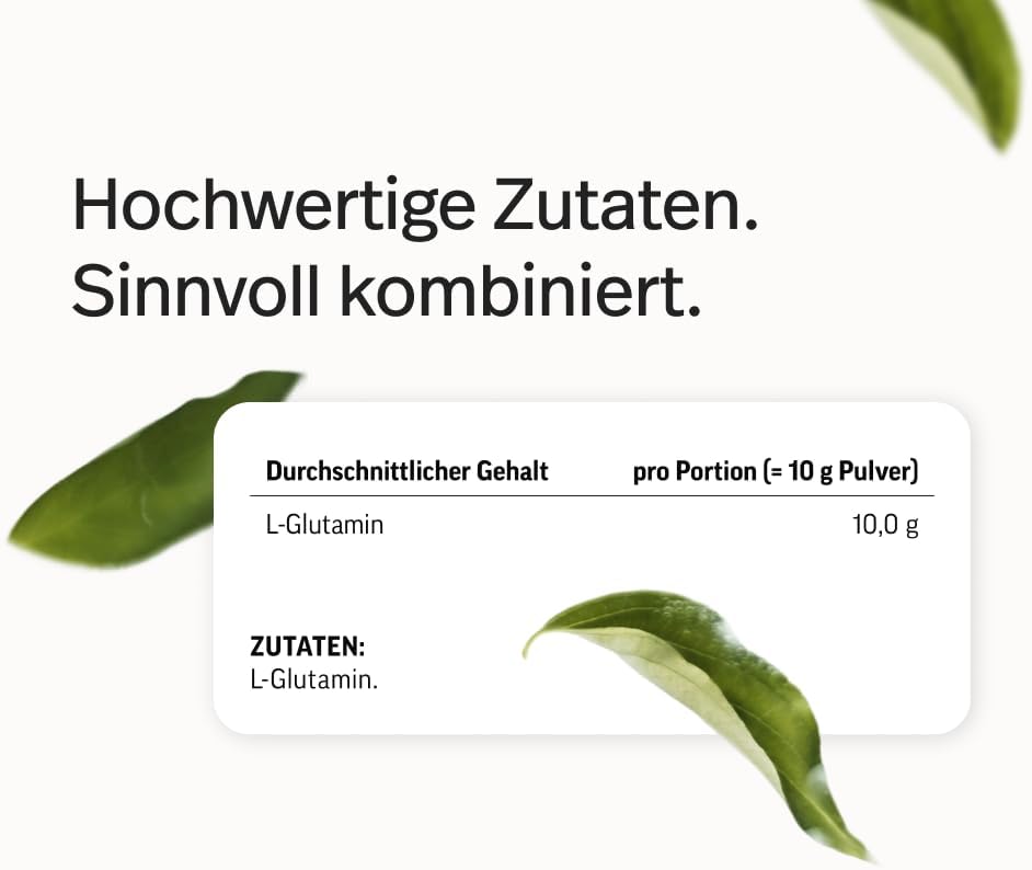 edubily® L-Glutamin Pulver - Vegane Aminosäure aus Fermentation - Ohne Aroma - Pures L-Glutamin ohne Zusätze (500 g Pulver)