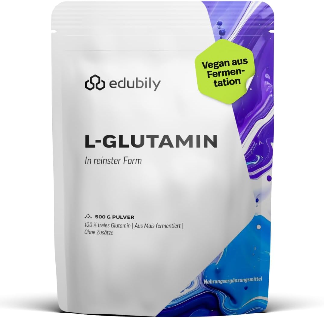 edubily® L-Glutamin Pulver - Vegane Aminosäure aus Fermentation - Ohne Aroma - Pures L-Glutamin ohne Zusätze (500 g Pulver)