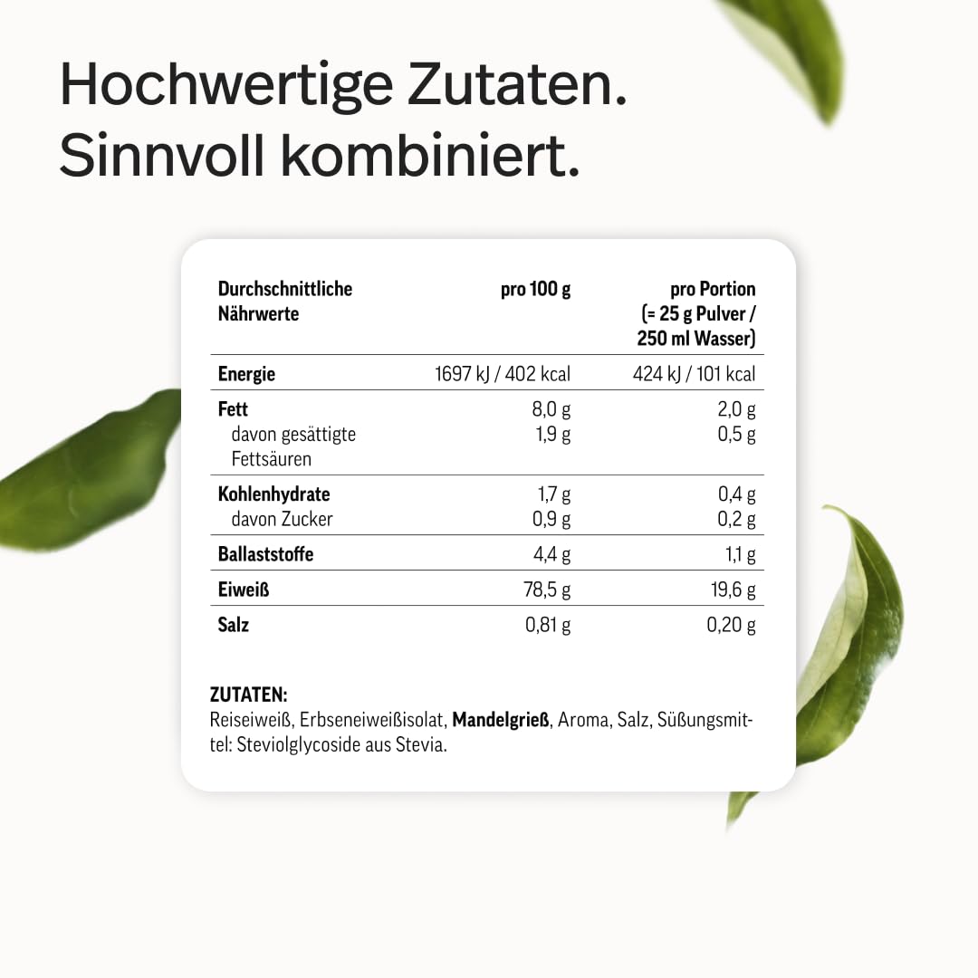 edubily® Veganes Proteinpulver - Mit Reisprotein und Erbsenprotein - Hoher Eiweißgehalt - Ohne Zucker • Mit Stevia • Laborgeprüftes Eiweißpulver (750 g, Erdbeere)