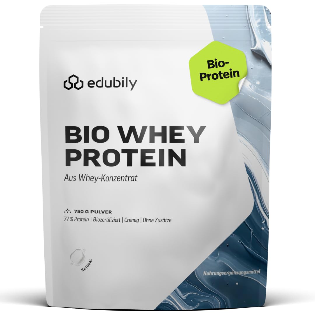 edubily® Whey Protein Konzentrat - Aus Milch von Kühen mit Weidezugang - Ohne Zucker & mit Stevia gesüßt - Optimale Löslichkeit - Made in Germany (750 g, Vanille)