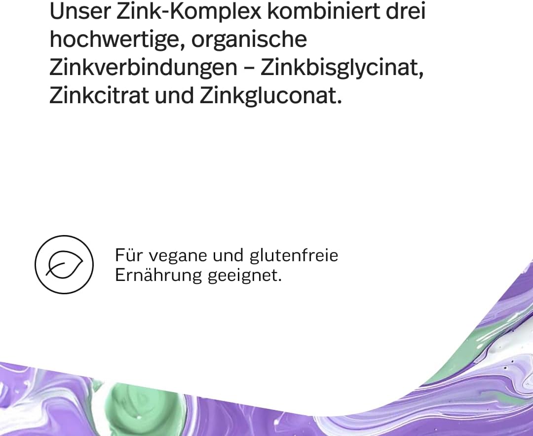 edubily® Zink - Zink Komplex mit 3-Fach Formel aus Zinkglycinat, Zinkcitrat und Zinkglukonat - Mit essentiellen Aminosäuren (90 Kapseln)