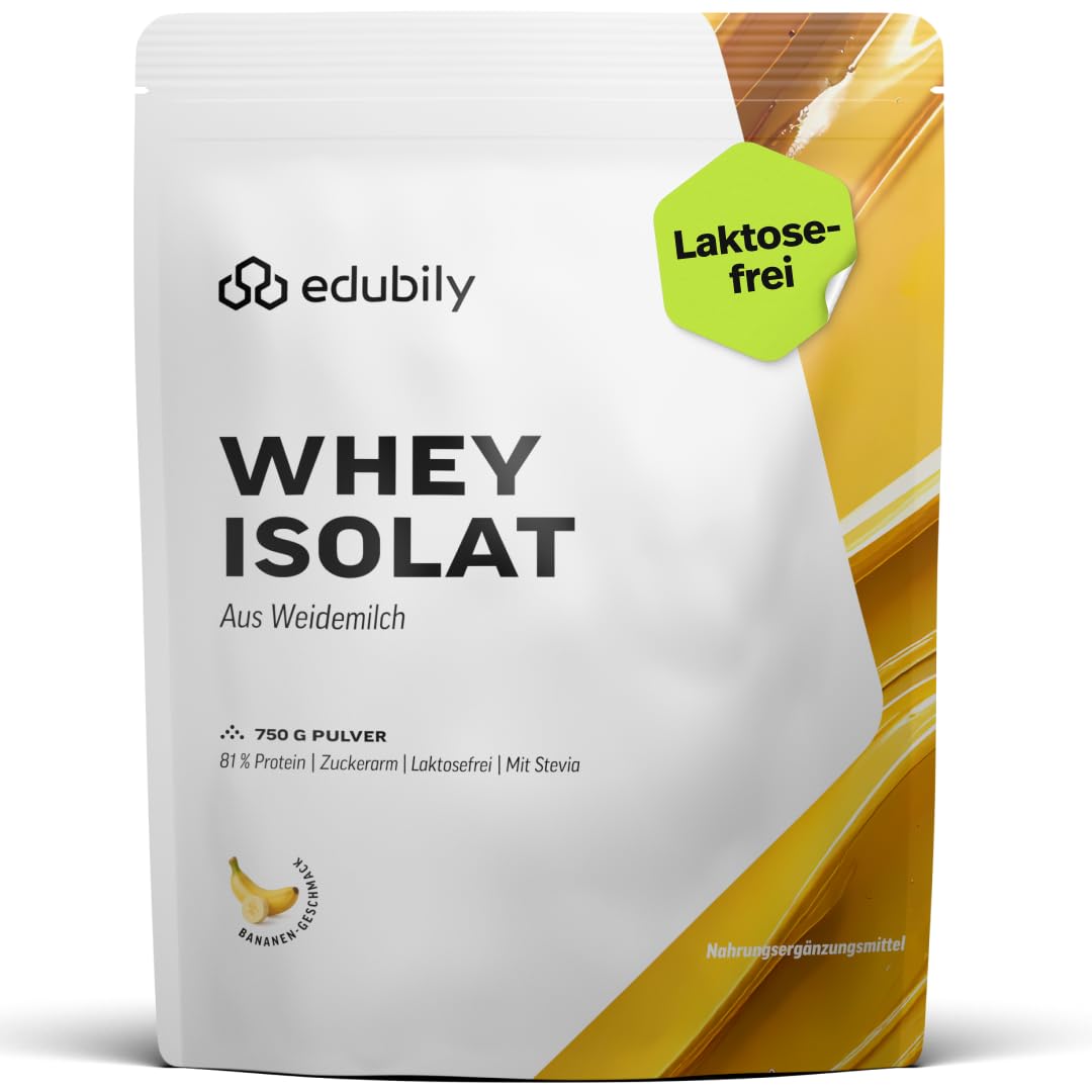 edubily® Whey Protein Isolat - Laktosefrei - Sehr gut lösliches Eiweißpulver ohne Kohlenhydrate & Zucker - Aus irischer Weidehaltung (750 g, Kakao mit Stevia)