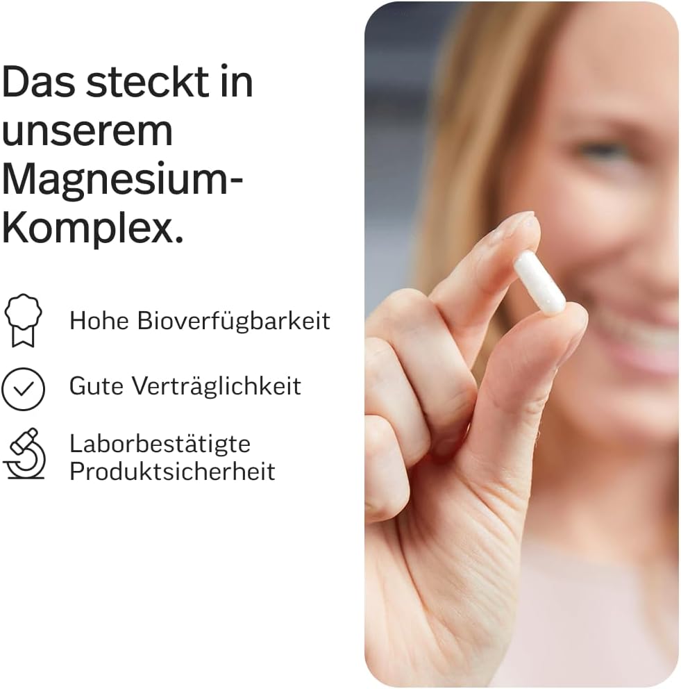 edubily® Magnesium Komplex Kapseln - Magnesiummischung aus Magnesiumbisglycinat, Magnesiummalat und Magnesiumcitrat - Ohne Magnesiumstearat - (250 Kapseln - Neue Rezeptur)
