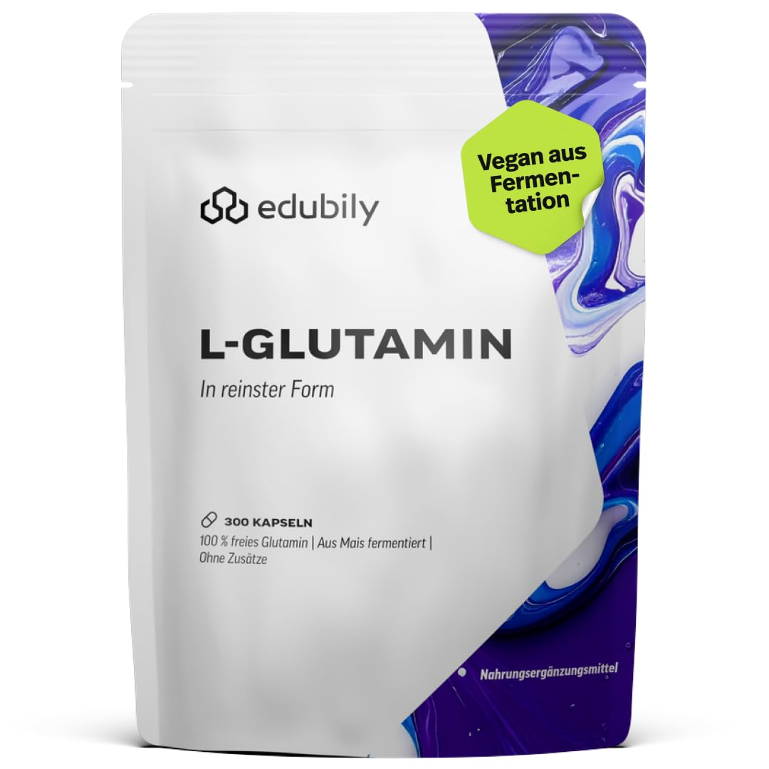 edubily® L-Glutamin Pulver - Vegane Aminosäure aus Fermentation - Ohne Aroma - Pures L-Glutamin ohne Zusätze (500 g Pulver)