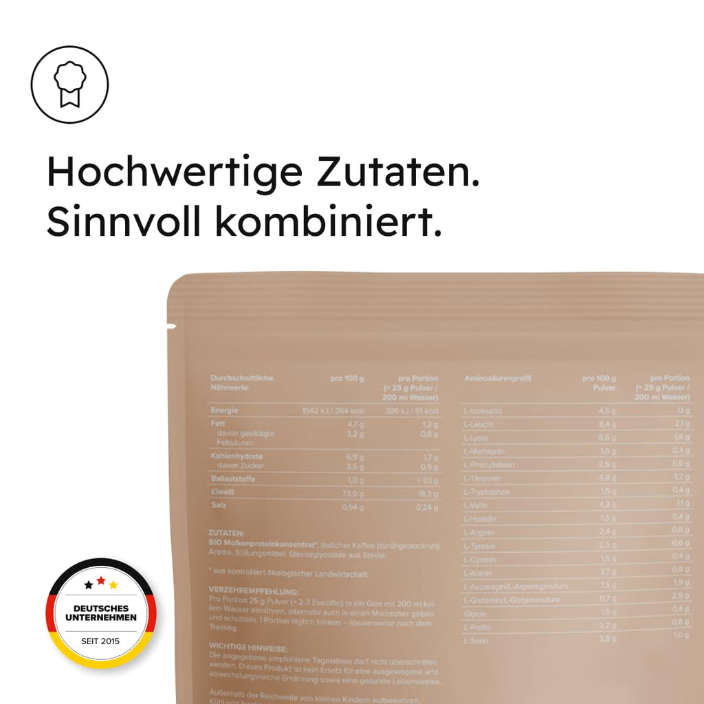 edubily® Whey Protein Konzentrat - Aus Milch von Kühen mit Weidezugang - Ohne Zucker & mit Stevia gesüßt - Optimale Löslichkeit - Made in Germany (750 g, Vanille)