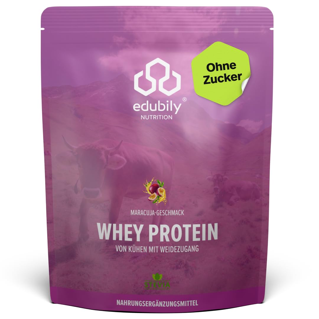 edubily® Whey Protein Konzentrat - Aus Milch von Kühen mit Weidezugang - Ohne Zucker & mit Stevia gesüßt - Optimale Löslichkeit - Made in Germany (750 g, Vanille)