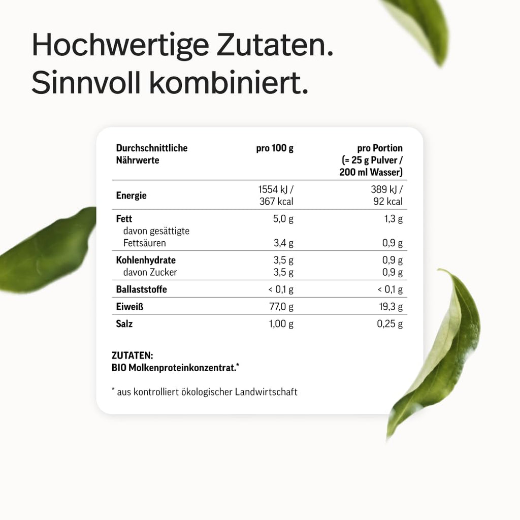 edubily® Whey Protein Konzentrat - Aus Milch von Kühen mit Weidezugang - Ohne Zucker & mit Stevia gesüßt - Optimale Löslichkeit - Made in Germany (750 g, Vanille)