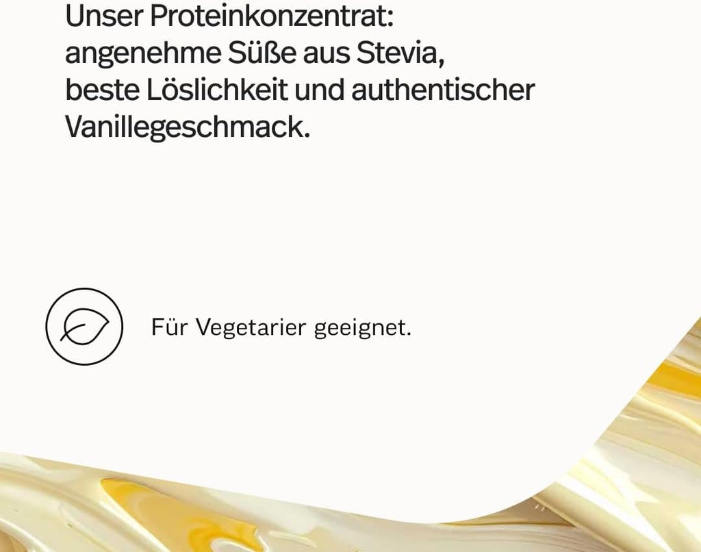edubily® Whey Protein Konzentrat - Aus Milch von Kühen mit Weidezugang - Ohne Zucker & mit Stevia gesüßt - Optimale Löslichkeit - Made in Germany (750 g, Vanille)