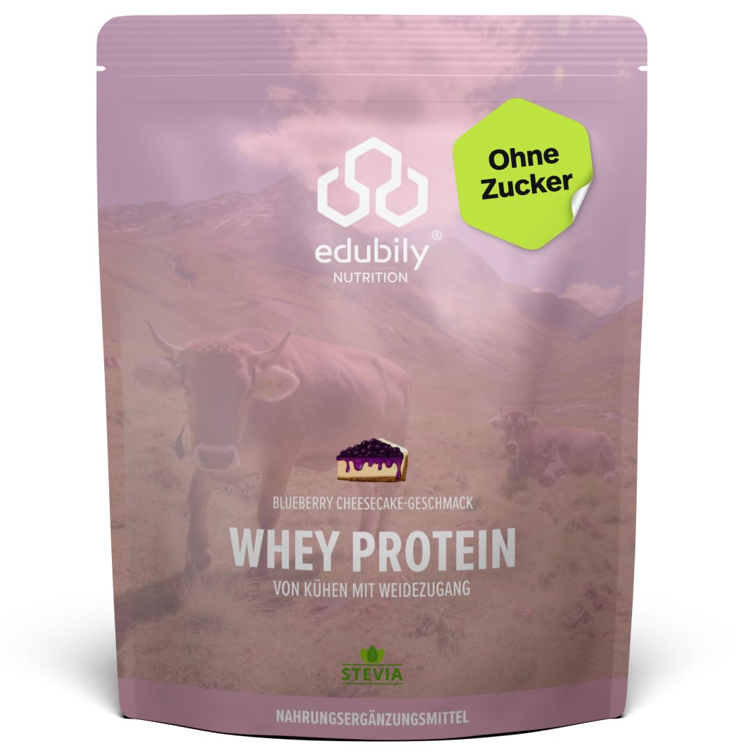 edubily® Whey Protein Konzentrat - Aus Milch von Kühen mit Weidezugang - Ohne Zucker & mit Stevia gesüßt - Optimale Löslichkeit - Made in Germany (750 g, Vanille)