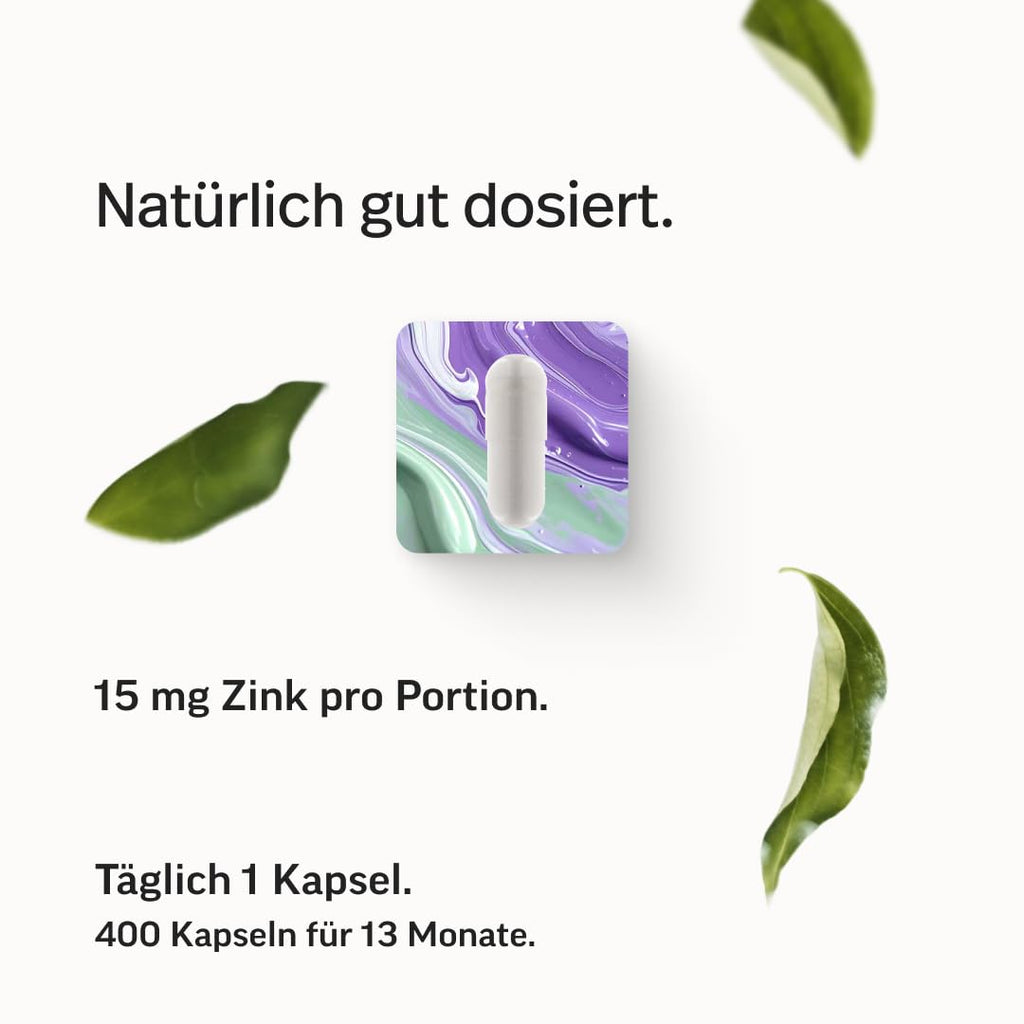edubily® Zink - Zink Komplex mit 3-Fach Formel aus Zinkglycinat, Zinkcitrat und Zinkglukonat - Mit essentiellen Aminosäuren (90 Kapseln)