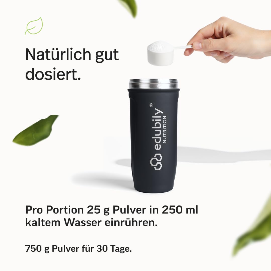edubily® Veganes Proteinpulver - Mit Reisprotein und Erbsenprotein - Hoher Eiweißgehalt - Ohne Zucker • Mit Stevia • Laborgeprüftes Eiweißpulver (750 g, Erdbeere)