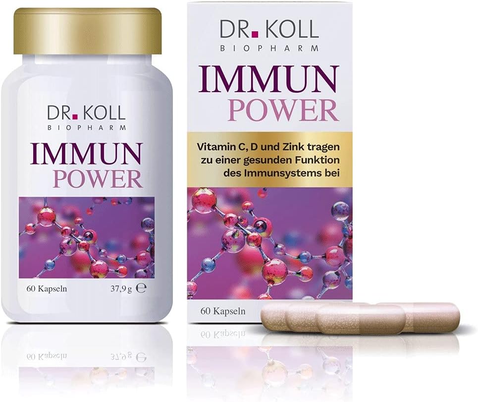 Immun Power Dr. Koll - Nahrungsergänzungsmittel zur Stärkung des Immunsystems mit u.a. Vitamin C, D, Zink und Antioxidantien | 60 hochdosierte Kapseln | vegan und ohne Gelantine