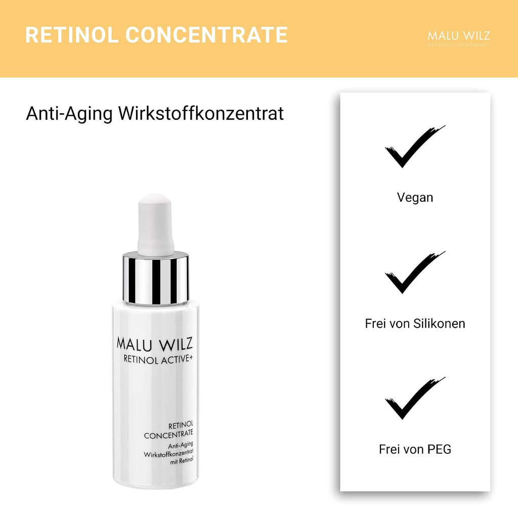Malu Wilz Retinol Concentrate 30ml - Gesichtspflege mit Retinol für ein ebenmäßiges, feines Hautbild, Vitamin A zur Unterstützung der natürlichen Hautregeneration