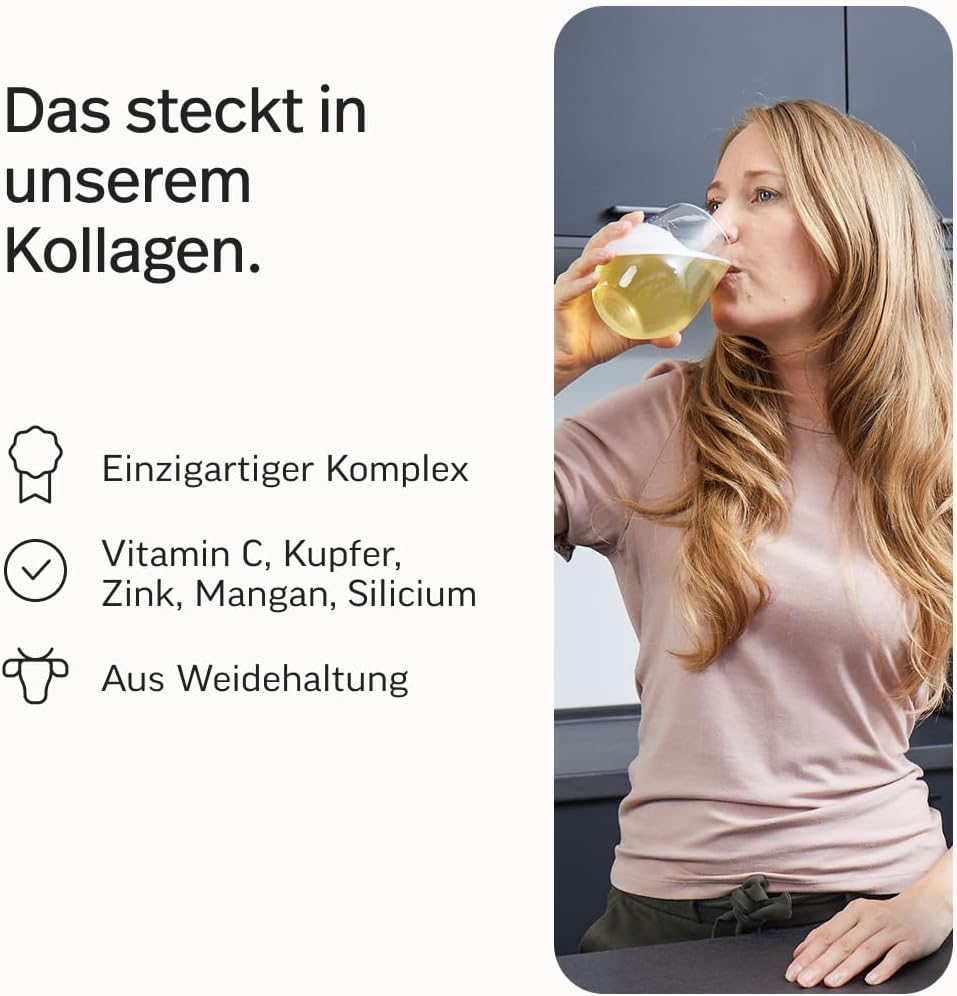 edubily® Kollagen-Hydrolysat - Kollagen Pulver als hochwertige Proteinergänzung im Alltag - aus Weidehaltung, Vitamin C, Zink, Kupfer, Mangan & Kieselsäure - 1 Portion täglich (750 g, ohne Geschmack)