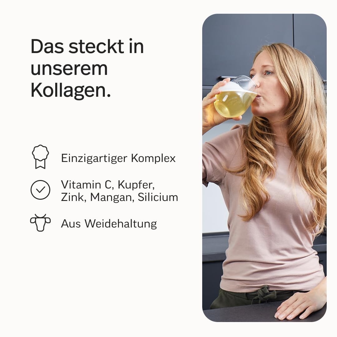 edubily® Kollagen-Hydrolysat - Kollagen Pulver als hochwertige Proteinergänzung im Alltag - aus Weidehaltung, Vitamin C, Zink, Kupfer, Mangan & Kieselsäure - 1 Portion täglich (750 g, ohne Geschmack)