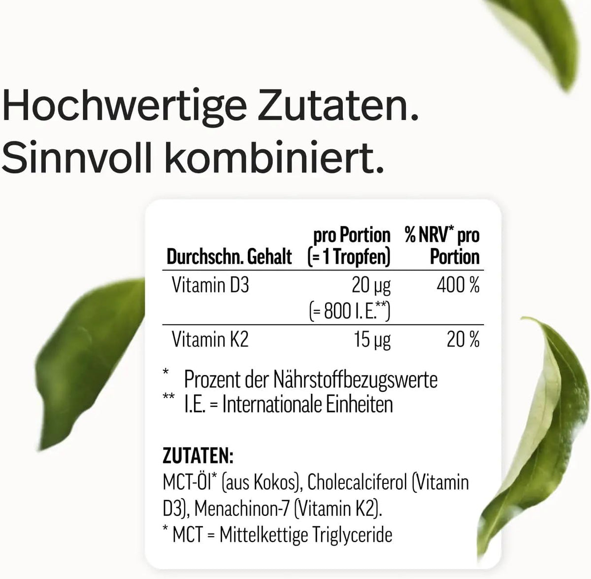 edubily® Vitamin D3 K2 - Vitamin D aus hochwertigem Cholecalciferol - Vitamin K2-MK7 in der All-trans-Form - Gelöst in MCT Öl auf Kokosnussbasis - Laborgeprüft (30 ml)