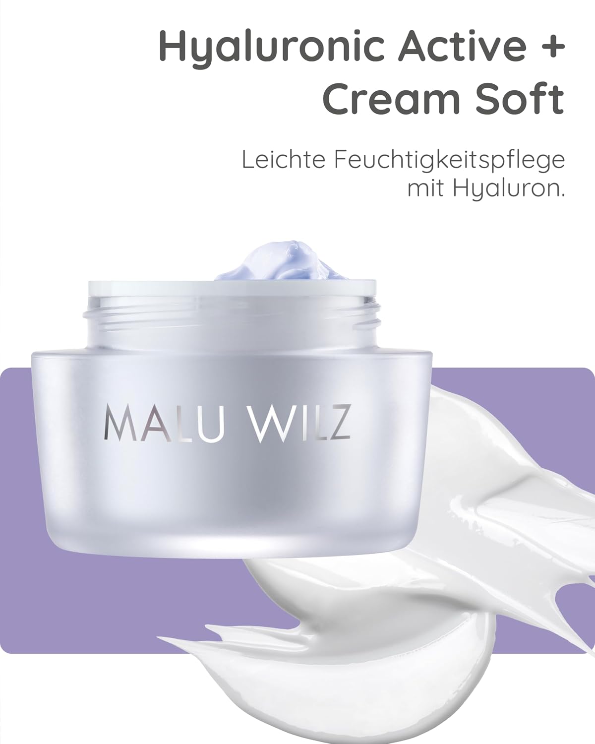 Malu Wilz Hyaluronic Active + Cream Soft 50 ml I Erfrischende Skincare Gesichtspflege-Creme mit Hyaluron-Wirkstoff-Formel mit Dual-Effekt I Booster