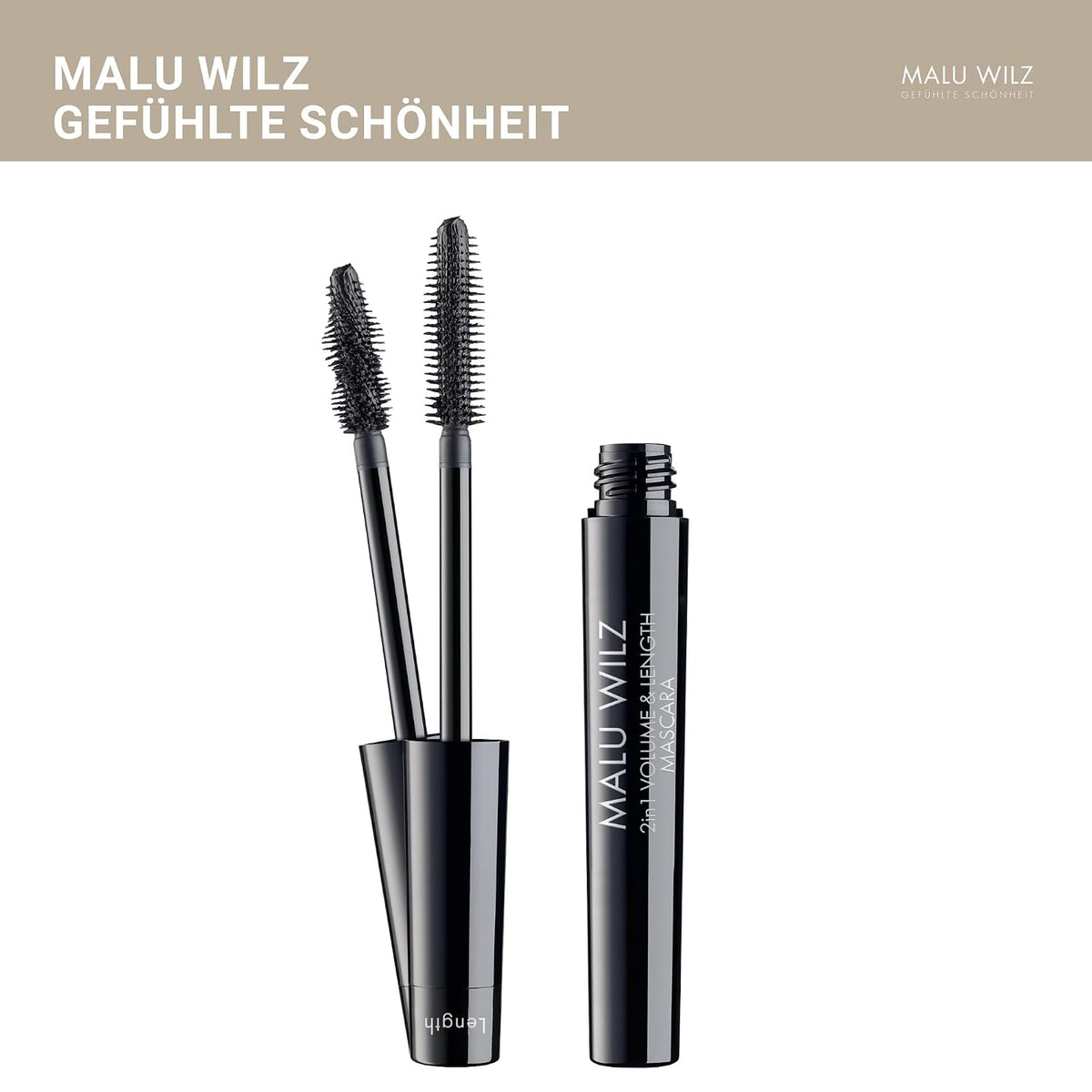 Malu Wilz 2IN1 Volume & Length Mascara schwarz 8ml I Wimperntusche lange Wimpern I Build-up Effekt für audrucksstarkes Wimpernvolumen I Individuelle Looks