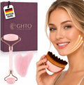 Premium Naturstein Gesichtspflege Set Gua Sha Stein Gesichtsroller Gesichtsbürste Lymphbürste Massagebürste Lymphdrainagebürste für Gesicht