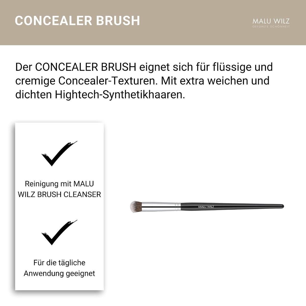Malu Wilz Concealer Brush I Concealer Pinsel für die Augenpartien I Make up Pinsel, Contouring Pinsel zum Verblenden von Concealern gegen Augenringe