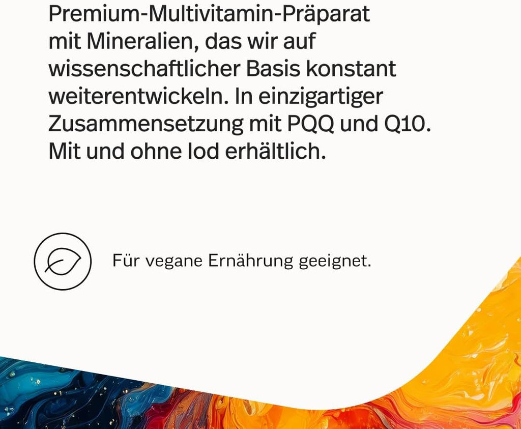 edubily® Das Multi - Multivitamin Kapseln als umfassende Mikronährstoff-Basis - mit 20 Mikronährstoffen, PQQ & Q10 - ohne unnötige Zusätze - 1 Kapsel täglich (90 Kapseln mit Iod)