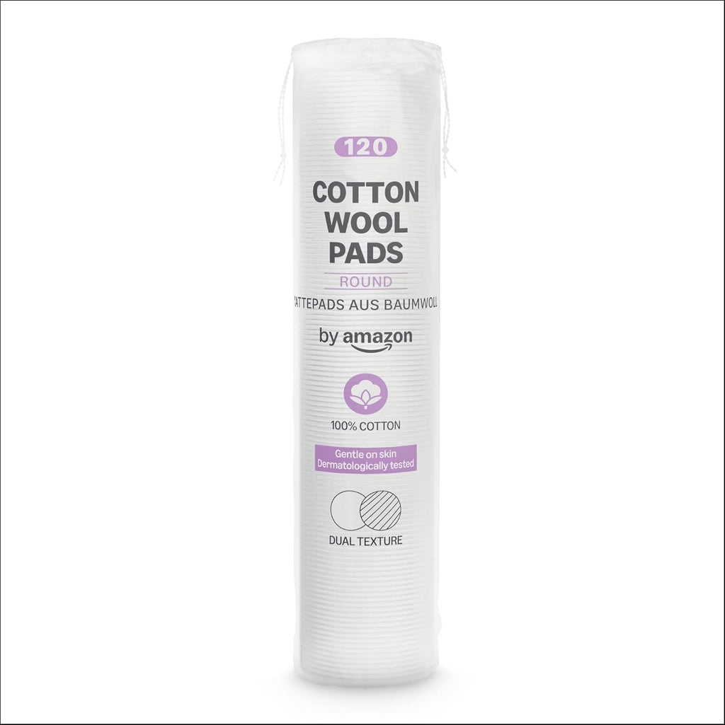 by Amazon Wattepads, doppelte Textur, 100% Baumwolle, 120 Pads