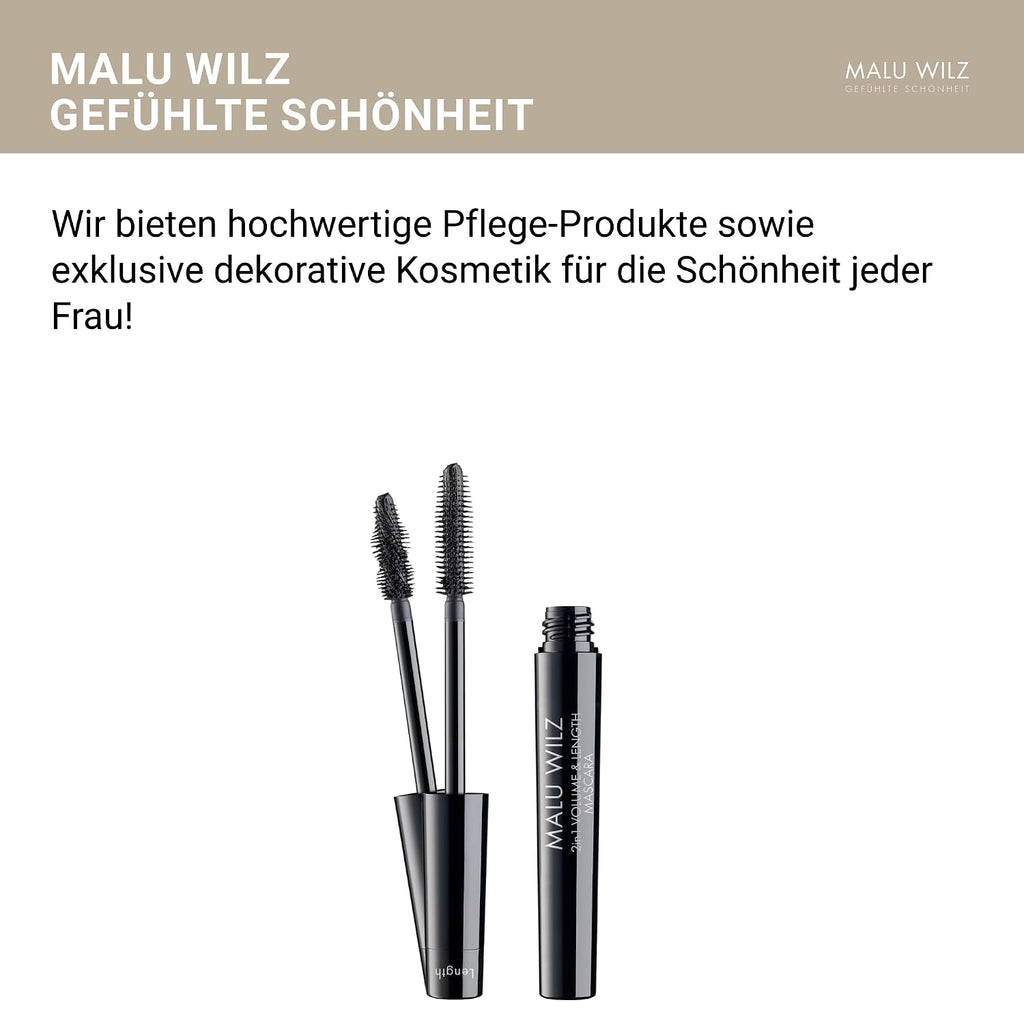 Malu Wilz 2IN1 Volume & Length Mascara schwarz 8ml I Wimperntusche lange Wimpern I Build-up Effekt für audrucksstarkes Wimpernvolumen I Individuelle Looks