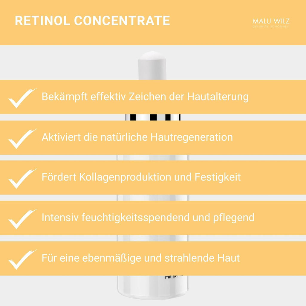 Malu Wilz Retinol Concentrate 30ml - Gesichtspflege mit Retinol für ein ebenmäßiges, feines Hautbild, Vitamin A zur Unterstützung der natürlichen Hautregeneration