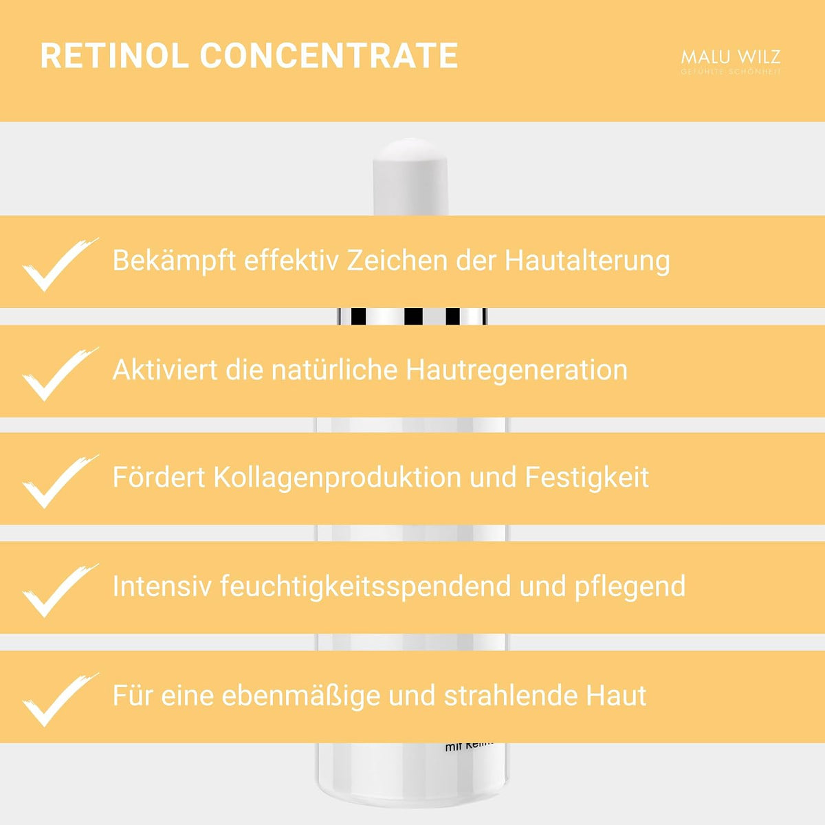 Malu Wilz Retinol Concentrate 30ml - Gesichtspflege mit Retinol für ein ebenmäßiges, feines Hautbild, Vitamin A zur Unterstützung der natürlichen Hautregeneration
