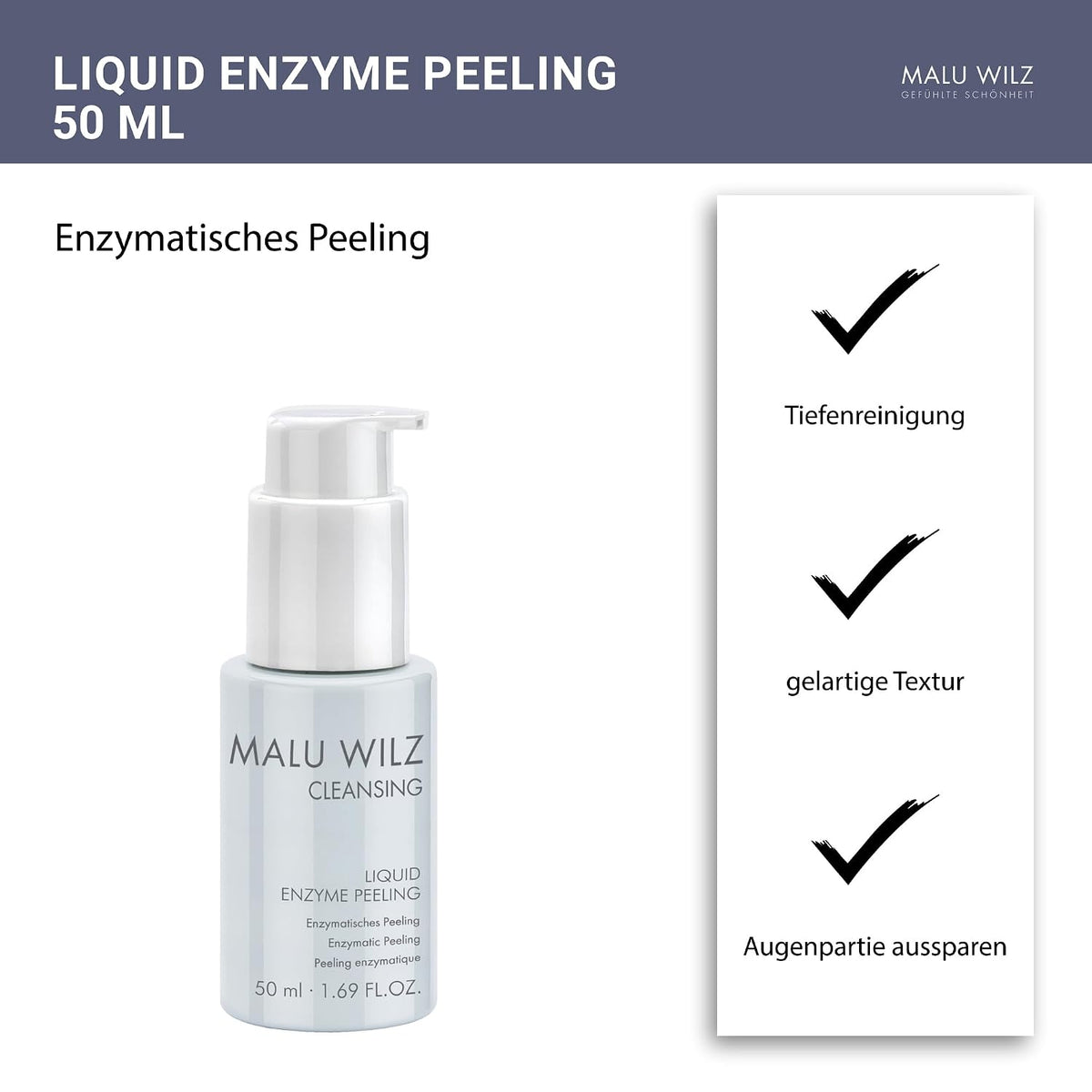 Malu Wilz Liquid Enzyme Peeling 50ml I Gesichtspeeling für jeden Hauttyp I Skincare Gesichtspflege-Peeling besonders gut bei akneähnlichem Hautzustand