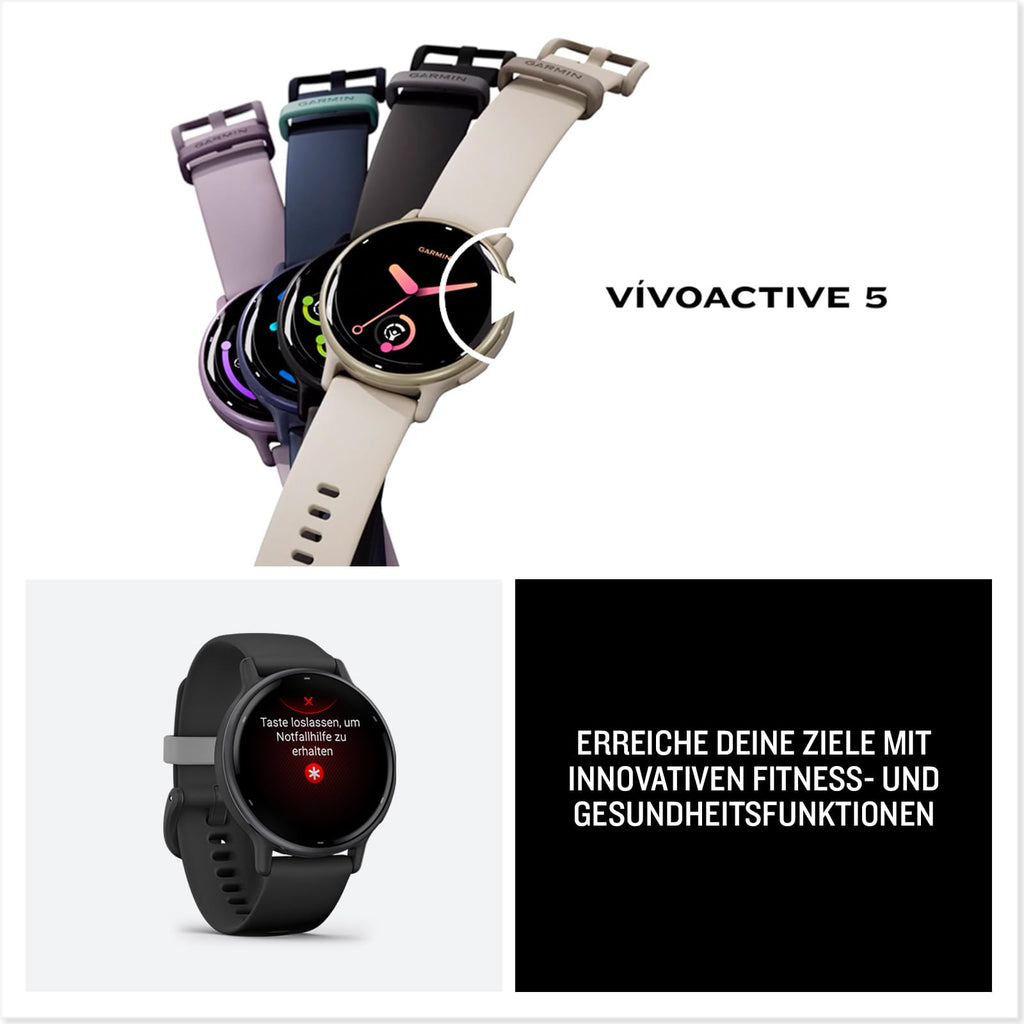 Garmin Vivoactive 5, 42 mm, GPS-Fitness-Smartwatch, Elfenbein Cremegold