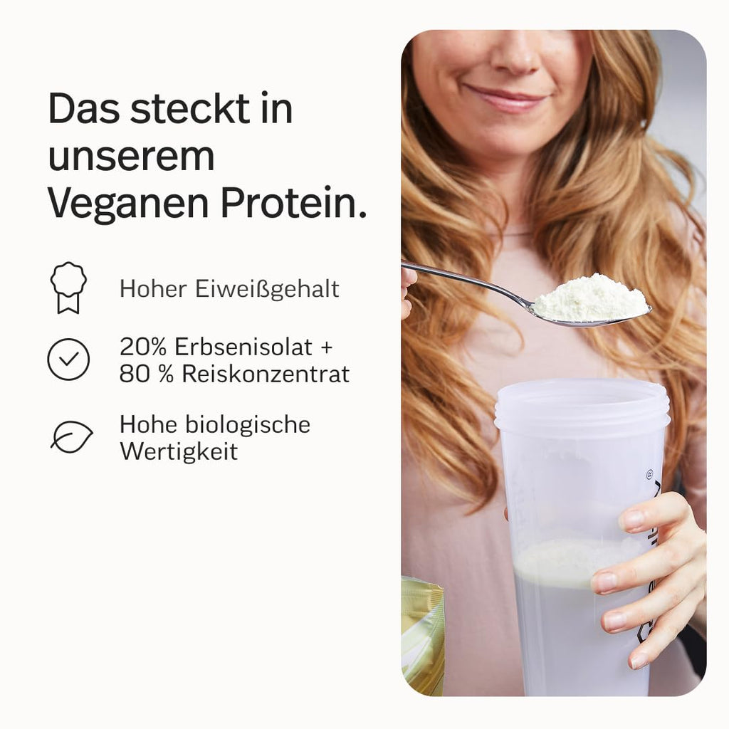 edubily® Veganes Proteinpulver - Mit Reisprotein und Erbsenprotein - Hoher Eiweißgehalt - Ohne Zucker • Mit Stevia • Laborgeprüftes Eiweißpulver (750 g, Erdbeere)