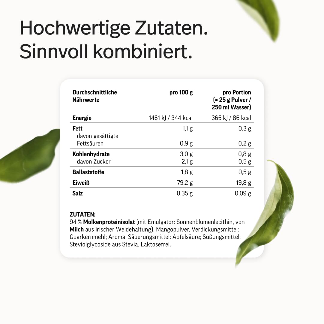 edubily® Whey Protein Isolat - Laktosefrei - Sehr gut lösliches Eiweißpulver ohne Kohlenhydrate & Zucker - Aus irischer Weidehaltung (750 g, Kakao mit Stevia)