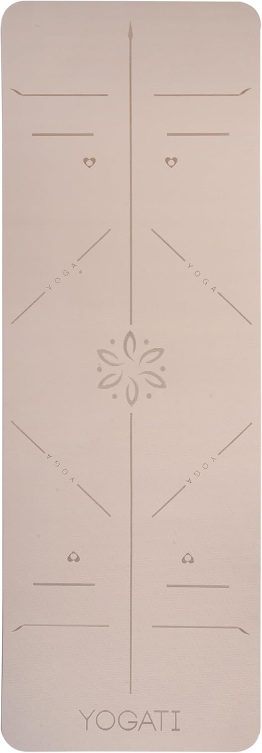 YOGATI Yogamatte rutschfest Schadstofffrei, mit Tragegurt. Yoga Matte mit Ausrichtungslinien. Ideal Yogamatten als Gymnastikmatte, Sportmatte, Fitnessmatte, Jogamatte - Yoga mat