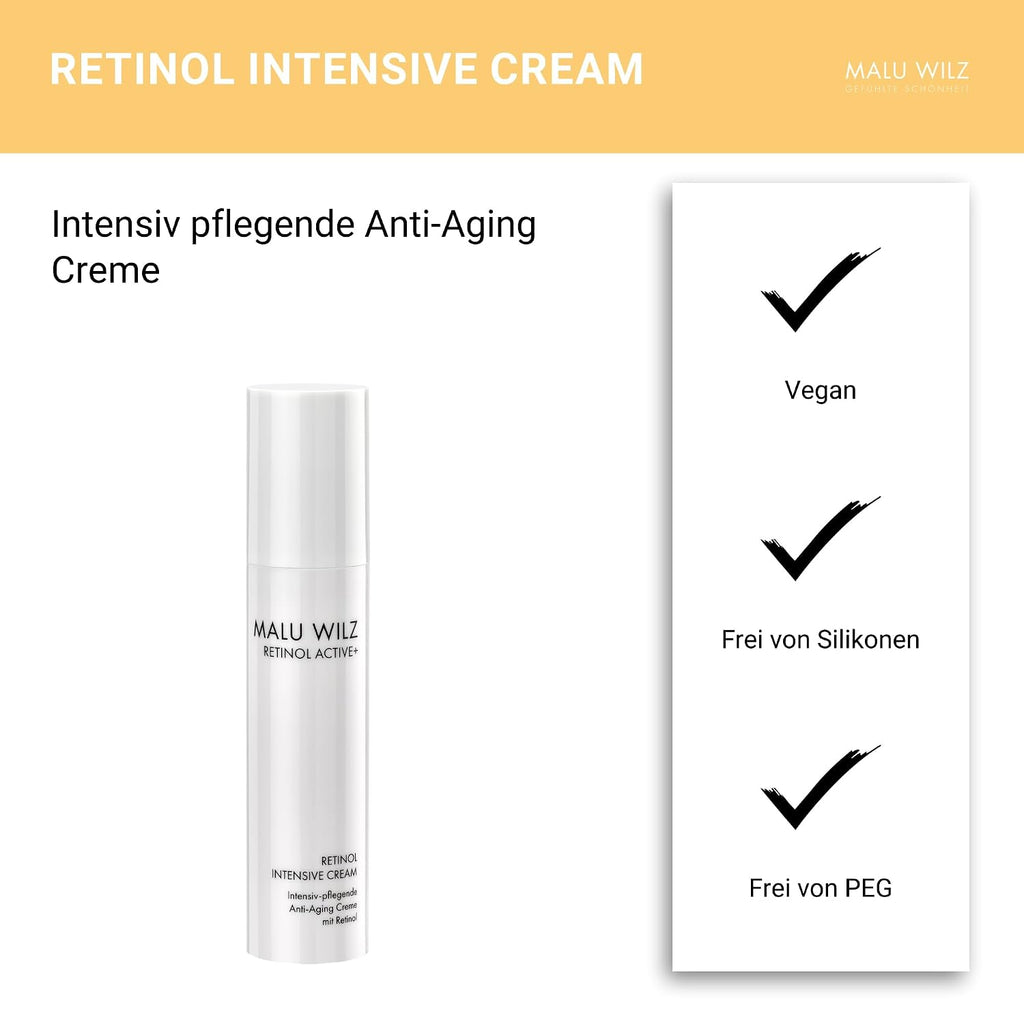 Malu Wilz Retinol Intensive Cream 50ml - Pflegende Retinol Creme mit Anti Aging Effekt für eine verjüngte Haut, Vitamin A zur natürlichen Hautregeneration