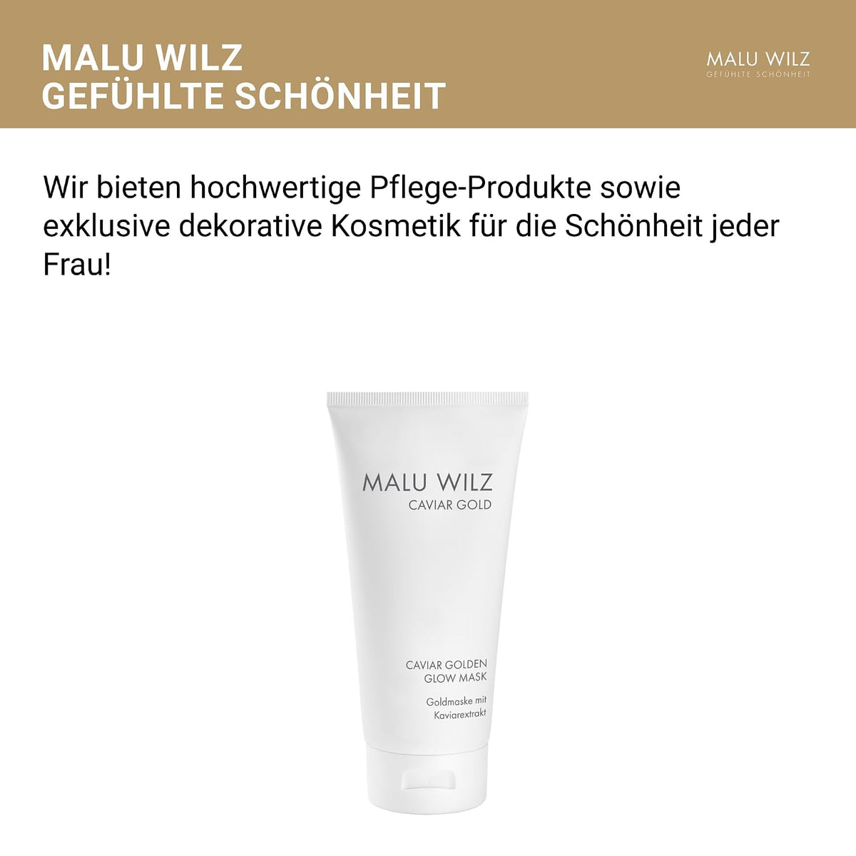 Malu Wilz Caviar Golden Glow Mask 50ml I Gesichtsmaske Frauen I Feuchtigkeitsspendende Face Mask mit Kaviar Extrakt & Gold I Revitalisiert müde Haut