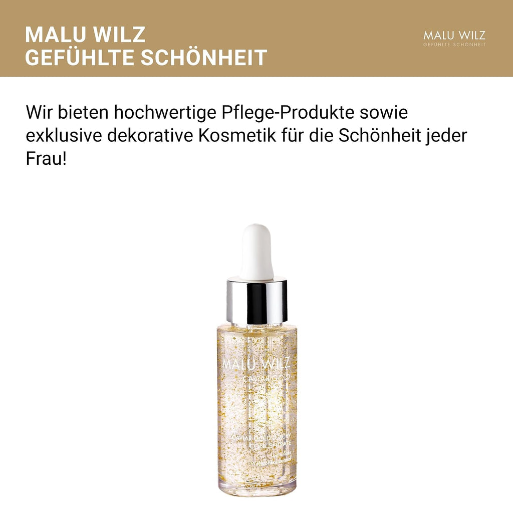 Malu Wilz Caviar Gold Luxury Concentrate 30ml I Anti Falten Serum gegen trockene Haut I Feuchtigkeitspflege mit Kaviar Extrakt & Goldpartikeln für straffe Haut