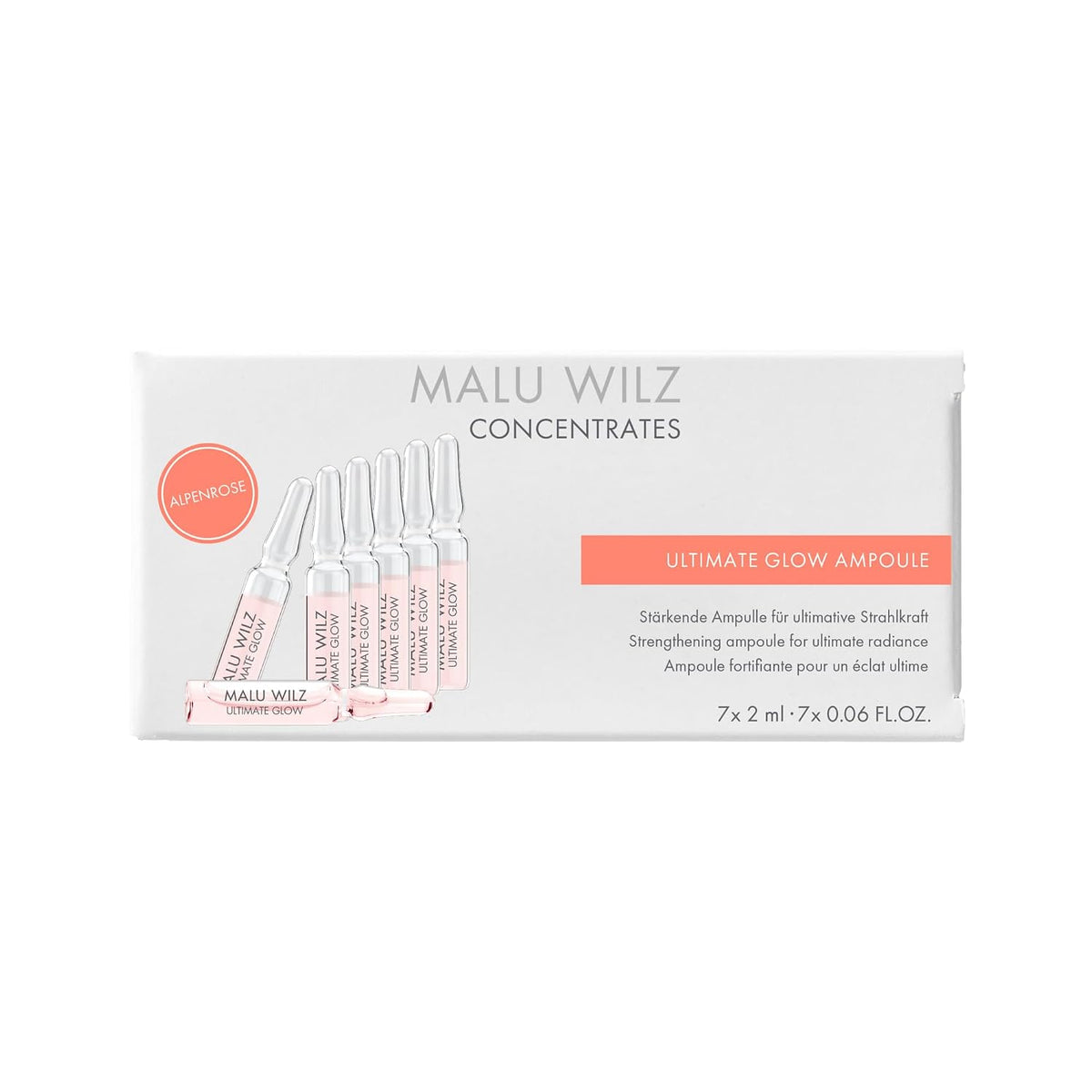 Malu Wilz Ultimate Glow Ampoule Set 7x2ml, vegan - Ampullen Gesicht Pflegeformel gegen müde Haut - Gesichtspflege für strahlenden Teint & herausragendes Hautgefühl