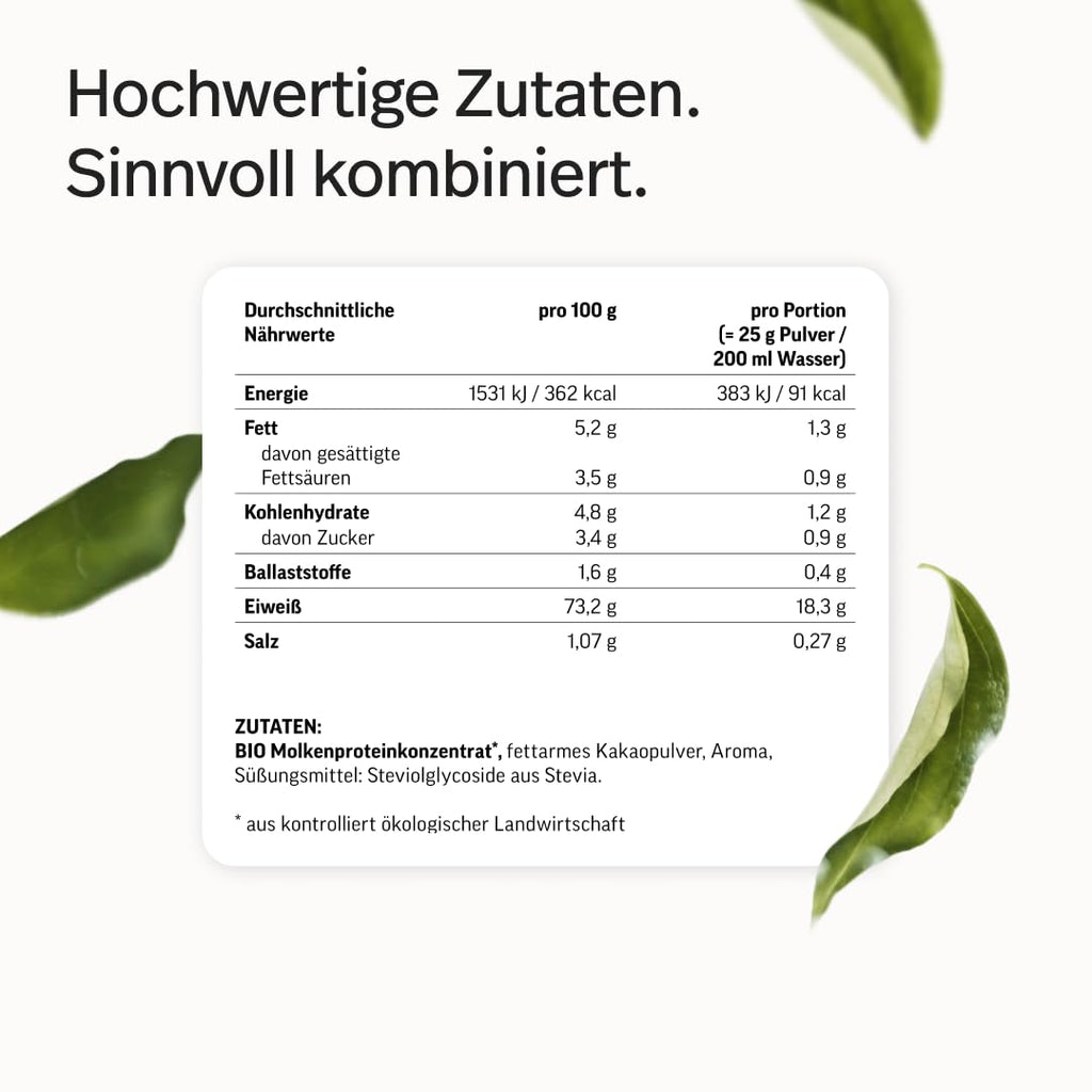 edubily® Whey Protein Konzentrat - Aus Milch von Kühen mit Weidezugang - Ohne Zucker & mit Stevia gesüßt - Optimale Löslichkeit - Made in Germany (750 g, Vanille)