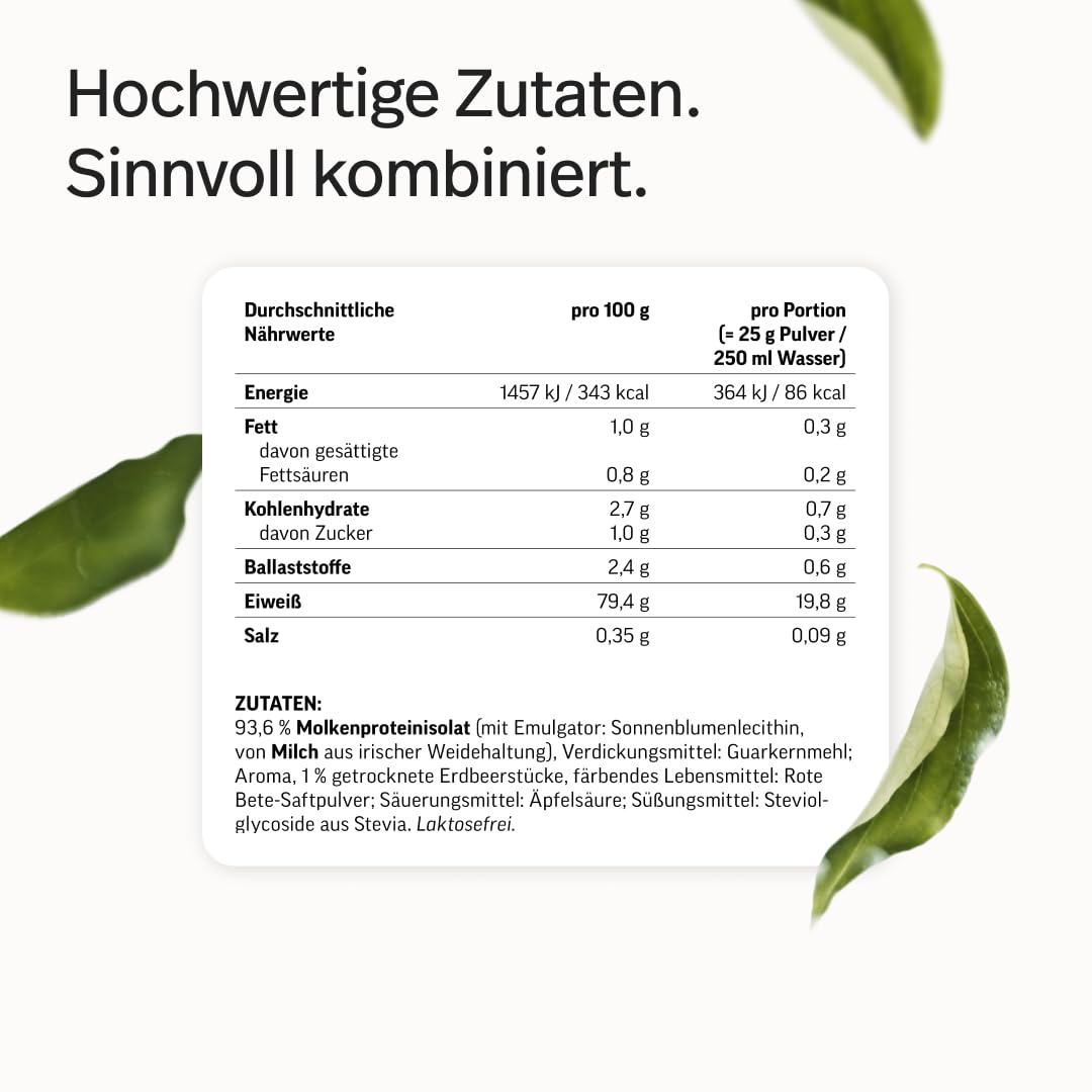 edubily® Whey Protein Isolat - Laktosefrei - Sehr gut lösliches Eiweißpulver ohne Kohlenhydrate & Zucker - Aus irischer Weidehaltung (750 g, Kakao mit Stevia)