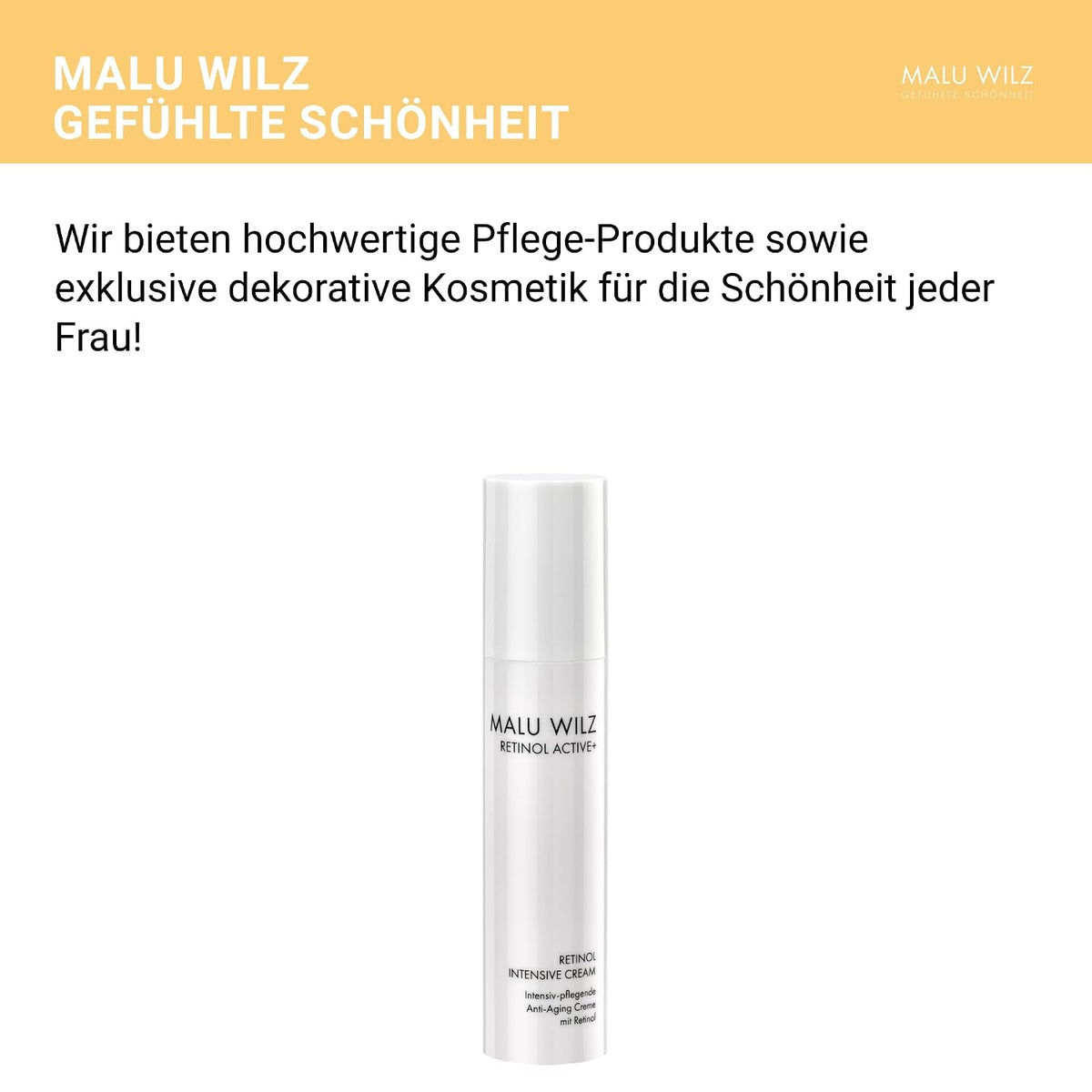 Malu Wilz Retinol Intensive Cream 50ml - Pflegende Retinol Creme mit Anti Aging Effekt für eine verjüngte Haut, Vitamin A zur natürlichen Hautregeneration