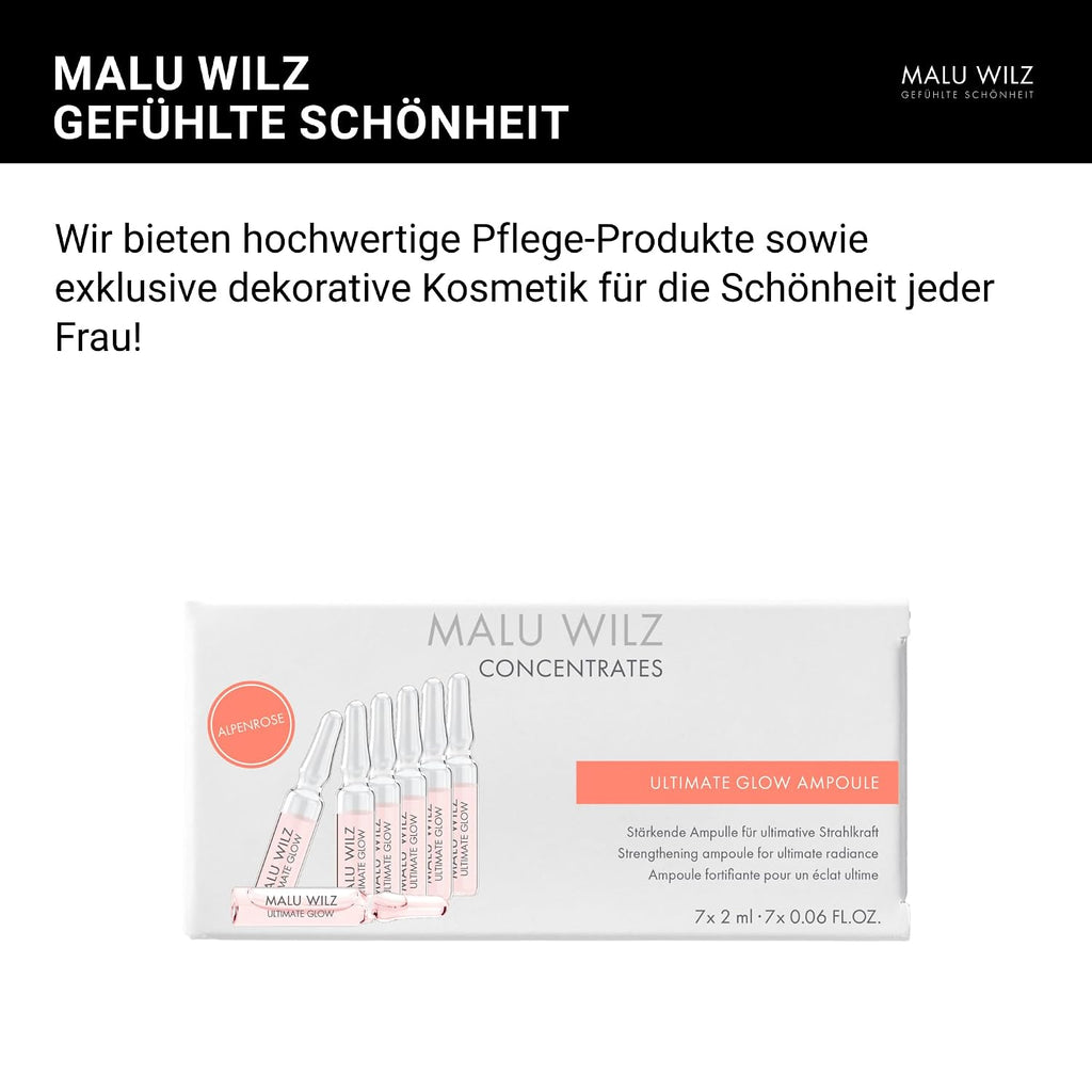 Malu Wilz Ultimate Glow Ampoule Set 7x2ml, vegan - Ampullen Gesicht Pflegeformel gegen müde Haut - Gesichtspflege für strahlenden Teint & herausragendes Hautgefühl