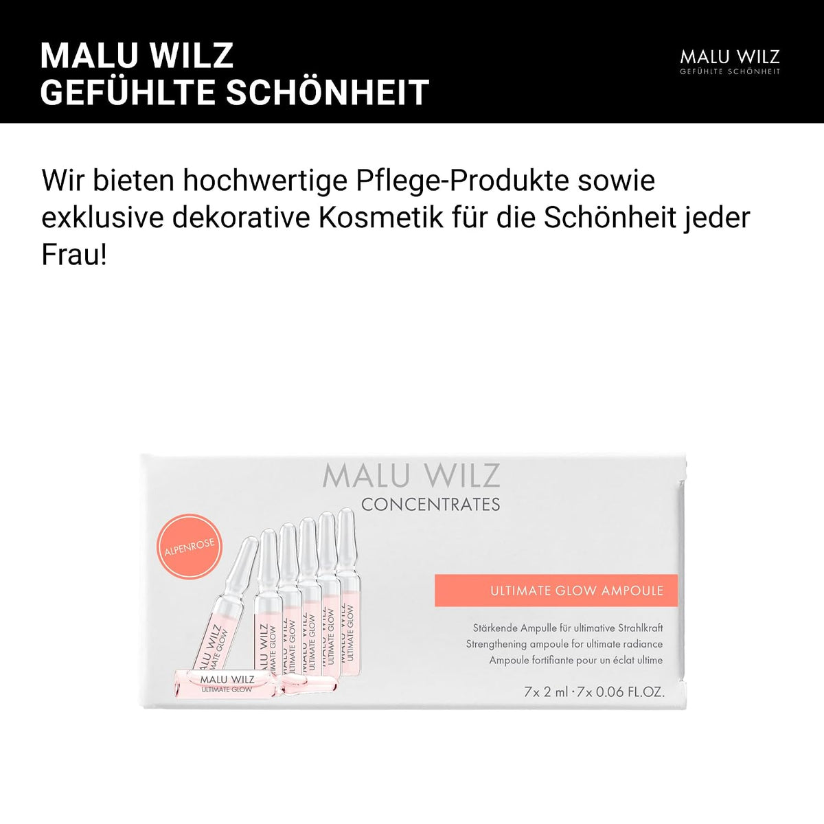 Malu Wilz Ultimate Glow Ampoule Set 7x2ml, vegan - Ampullen Gesicht Pflegeformel gegen müde Haut - Gesichtspflege für strahlenden Teint & herausragendes Hautgefühl