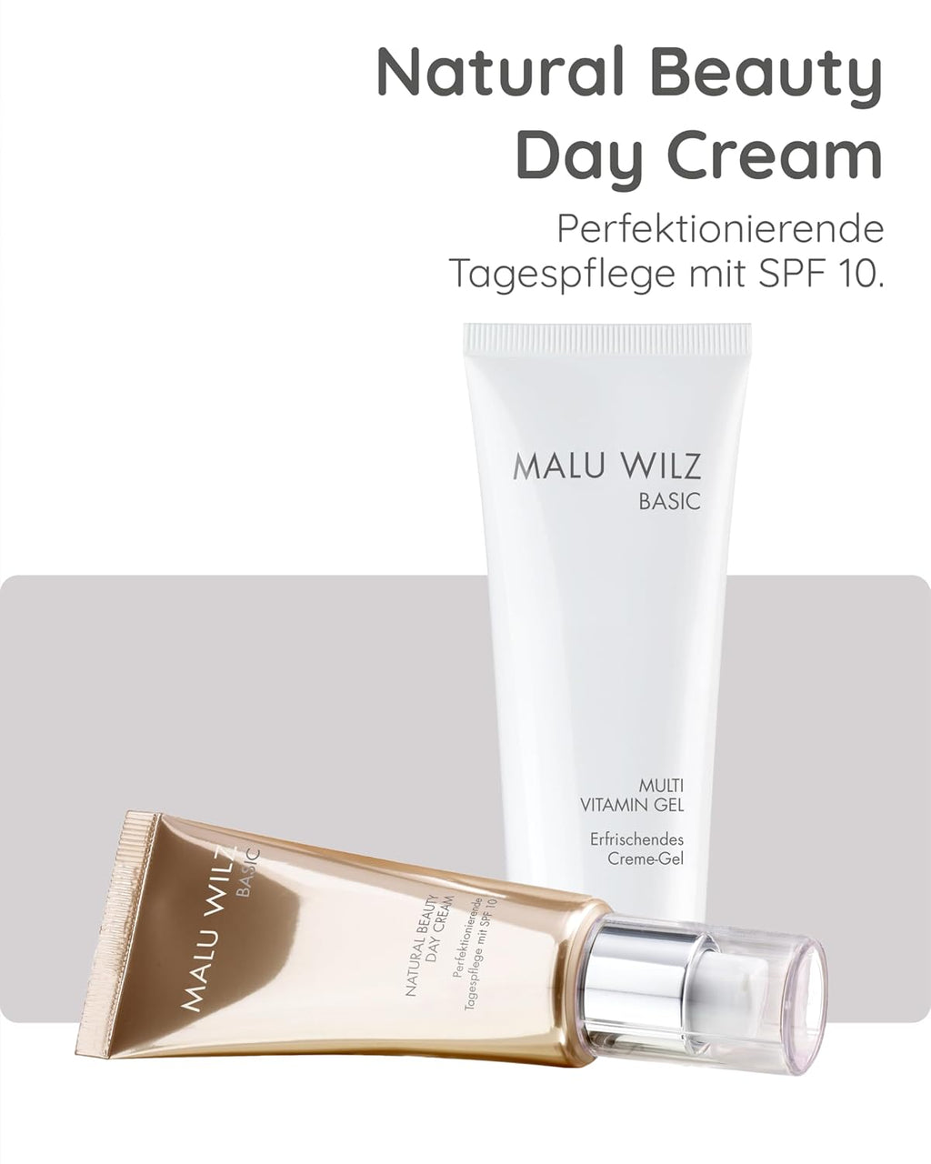 Malu Wilz Natural Beauty Day Cream 40ml I Erfrischende Skincare Gesichtspflege-Creme mit Glycerin & Panthenol I Mit UVA/UVB 10 I Mit Pigmentperlen I Vegan