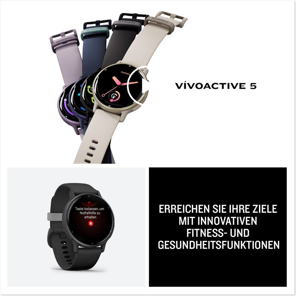 Garmin Vivoactive 5, 42 mm, GPS-Fitness-Smartwatch, Elfenbein Cremegold